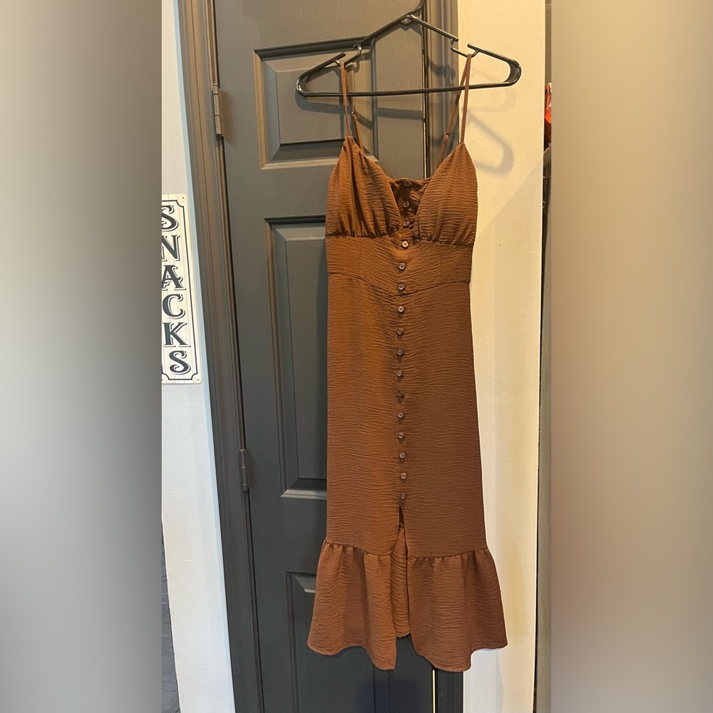 Beautiful fall Brown dress! Pair with a cardigan and boots!